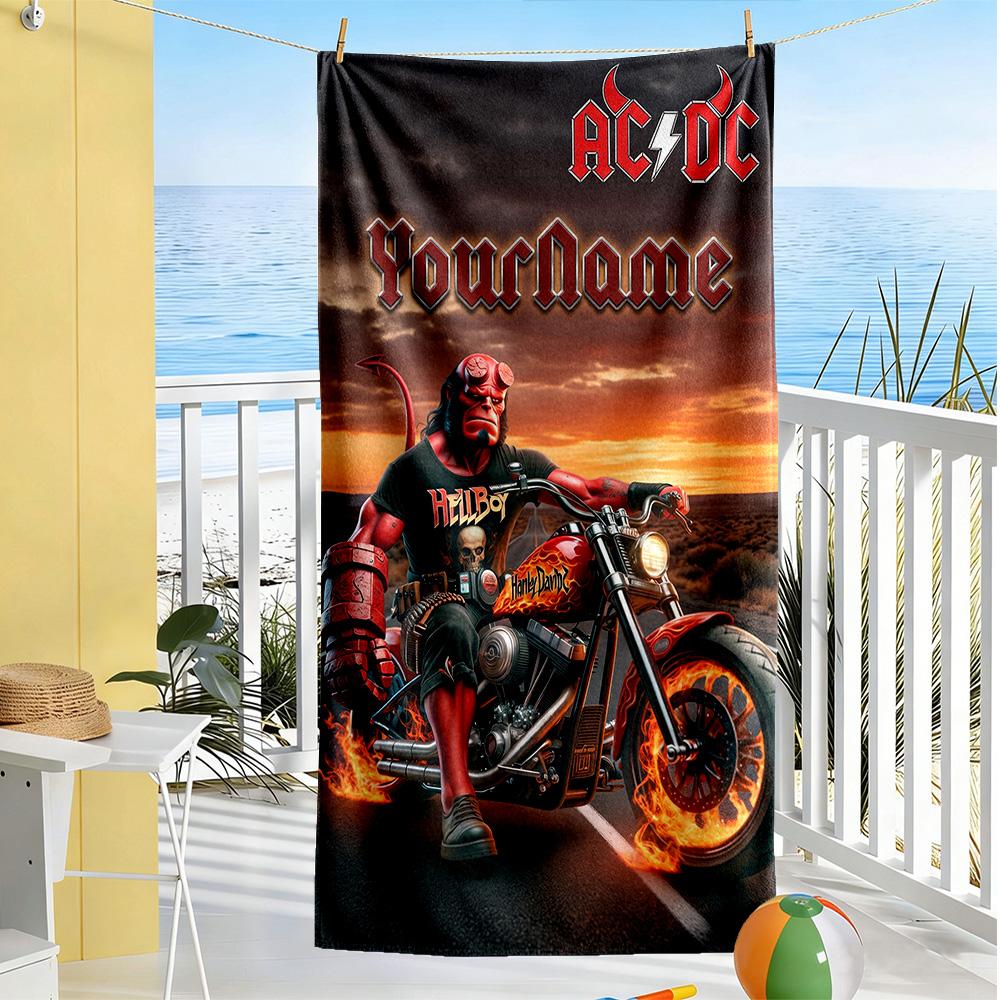 Harley-davidson Motorcycles Customizable Name Beach Towel Soft Durable Quick-Dry Perfect for Traveling Yoga Camping and Swimming