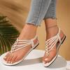 Plus Size Sandals Summer New Round Toe Clip Toe Open Toe Slim Strap Soft Slip Flats