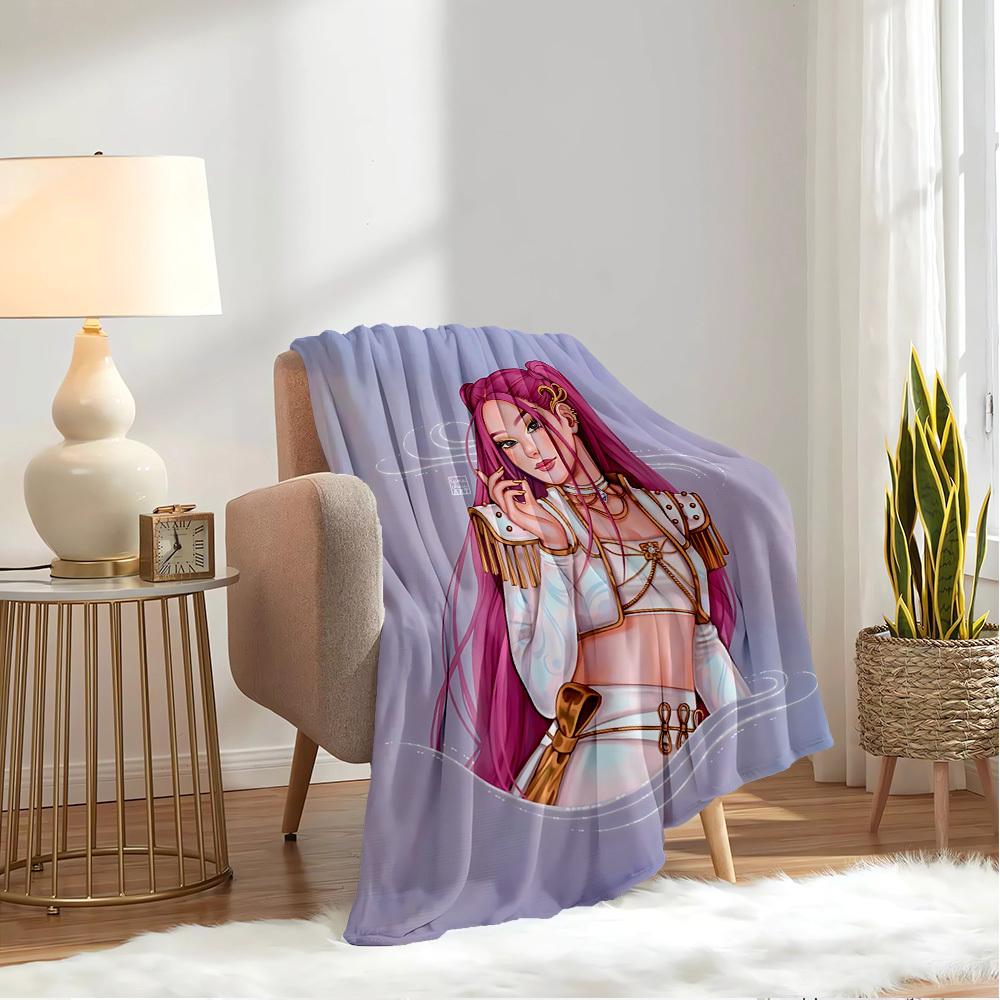 K-POP Anime Girls Group  Four Seasons Soft Warm Blanket  All-Season Thick Knit Polyester Bedspread for Bed, Camping, Travel  Perfect Gift