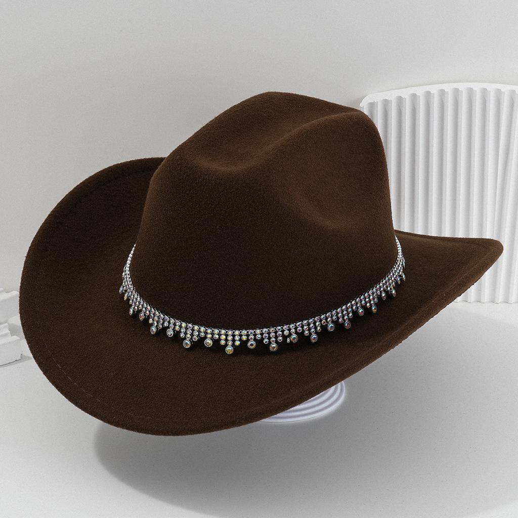 New Western Cowboy Hat Top Hat Water Drop Jewel Rhinestone Belt Bridesmaid Hat Jazz Hat Hat