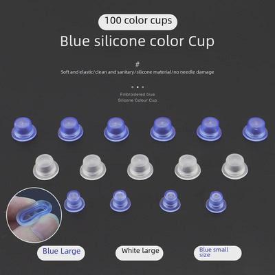 Tazza Colore Ricamo in Silicone Blu Morbido: Delicato sulle Aghi, Monouso, Uso Tatuaggio Semi-Permanente