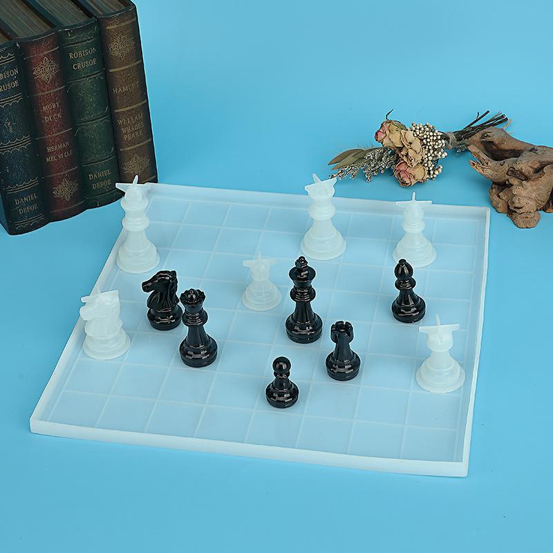 1 Set Diy Drop Glue International Chess Crystal Epoxy Resin Mold 3D Chess Piece Silicone Mould Accessories