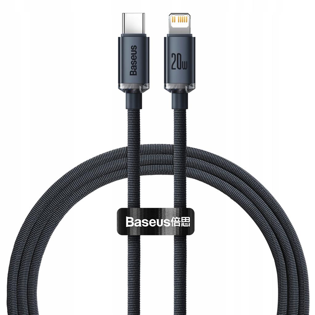 Kabel przewód USB-C / Typ-C - Lightning / iPhone 1,2m Baseus Crystal CAJY000201 z obsługą szybkiego ładowania 20W PD