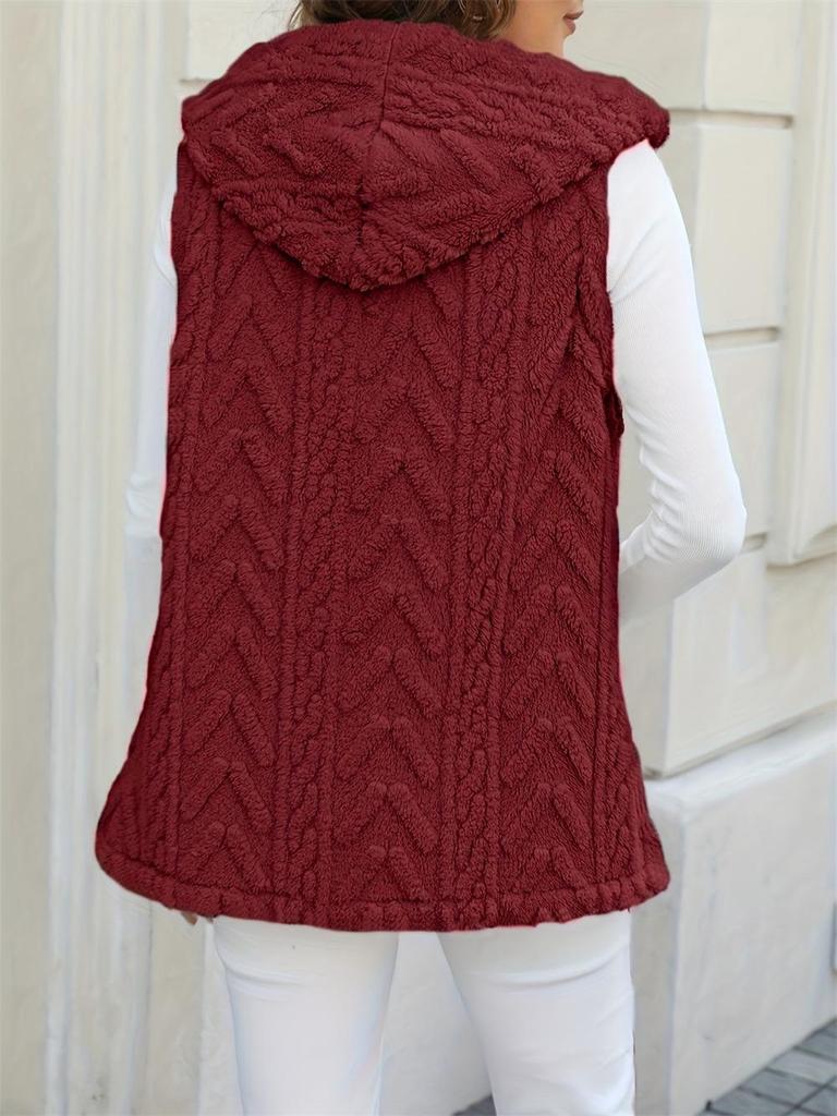 European & American Plush Hooded Cardigan Vest for Fall/Winter - Warm & Stylish Women's Jacket