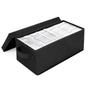 Schwarze Oxford-Stoff-CD-Aufbewahrungsbox für bis zu 35 vollständige Jewel Cases mit stabilen Griffen für einfachen Transport und stapelbares Design
