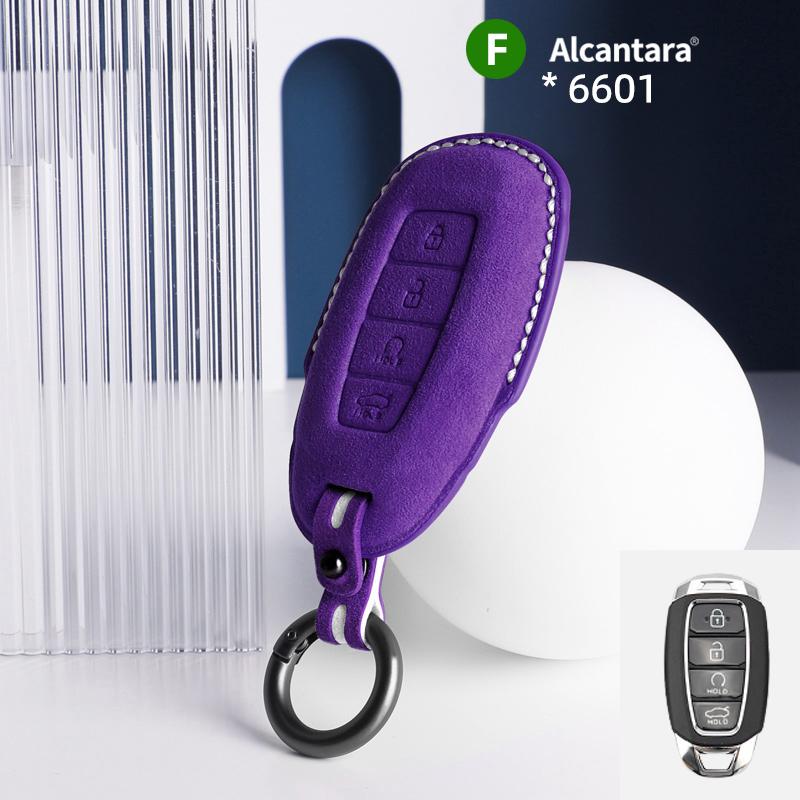 Alcantara For Hyundai Solaris Azera Elantra KONA Grandeur IG Accent Santa Fe Car Key Case Accessories Keychain Shell 2025 2025