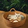 Handwoven Rattan Pet Bed with Detachable Pad Cotton - Round Cat House & Dog Bed, Available All Seasons  Cat Scratching Board