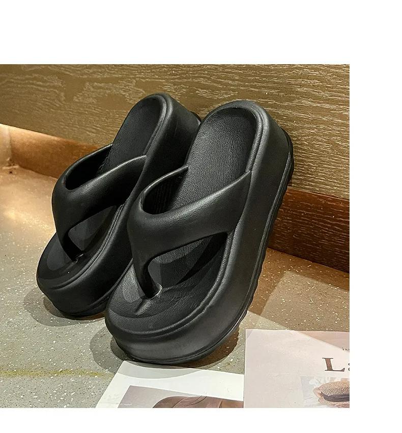 Fashion Crestar Fashion Women Thick-bottomed Flip-flops EVA Heels Solid Color Sandals For Girl Outdoor Soft Platform Beach Slides