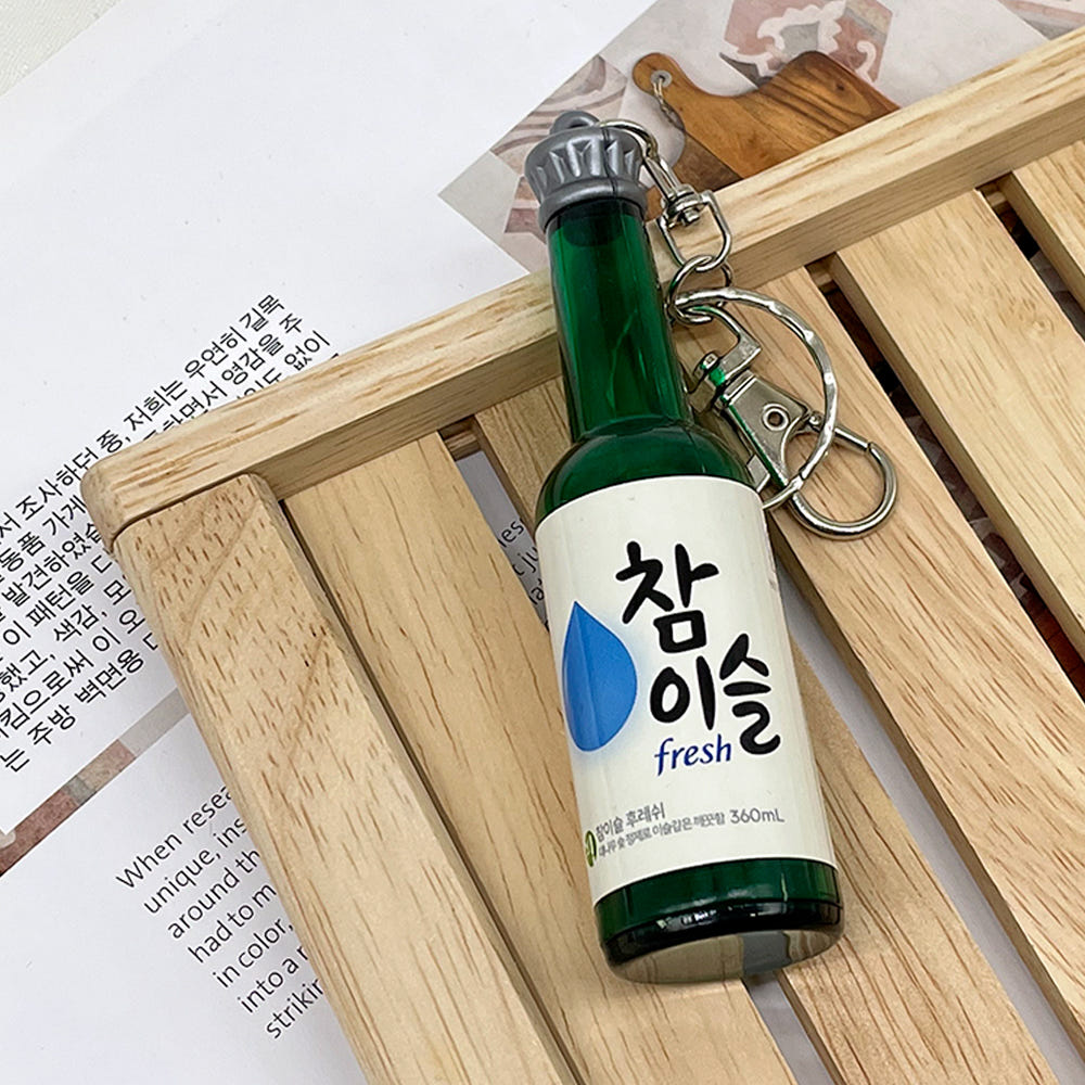Koreaanse Soju en Bierflesje Sleutelhanger 3-Delige Souvenir Set