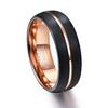 8MM Black Frosted Tungsten Ring with Rose Gold Center Groove for Men