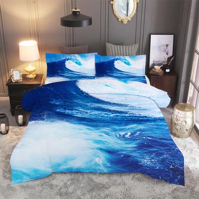 Ensemble de Literie 3D Imprimé Scène de Plage et d'Océan Housse de Couette Ensemble de Literie Réaliste avec Taie d'Oreiller Ensemble de Lit Textiles de Maison
