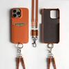 Multifunktionales Ladekabel-Lanyard Echtes Lederhülle Für iPhone 16 Pro Max 15Pro 11 13 12 14Pro Umhängeband Kartenfach
