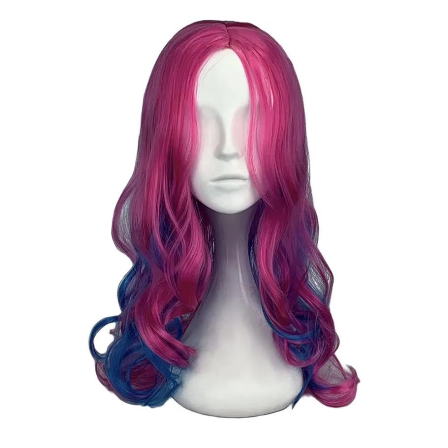 Meisjes Lange Krullende Regenboogkleur Cosplay Feestkostuum Synthetisch Haar Pruiken 26inches&1pc blue