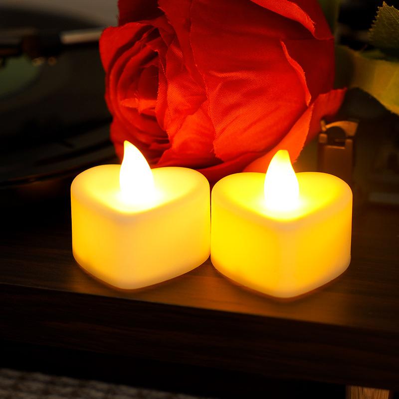 Flameless Led Candle For Home Christmas Party Wedding Decoration Heart-shaped Electronic Battery-Power Tealight Candles