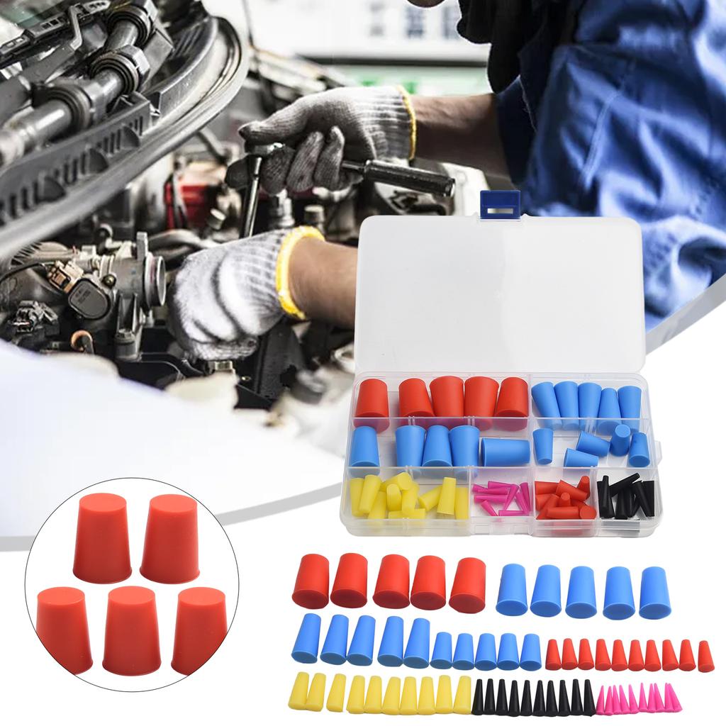 60Pcs/set High Temp Masking Plugs Powder Coating Silicone Cone Plugs Assortment Kit Multifunctional Car Accessories