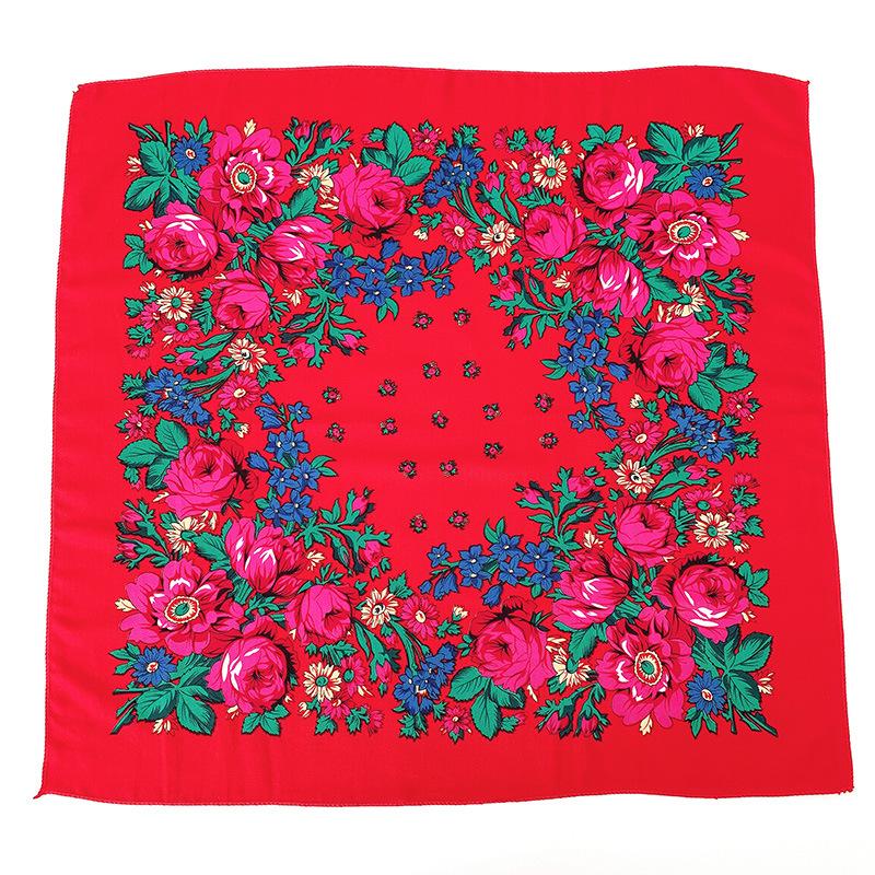 70*70cm Russian Style Floral Print Square Scarf