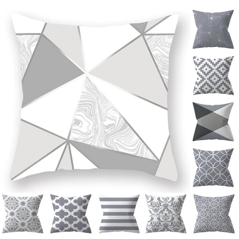 Sliver Grey Style Geometry Decorative Pillowcases Throw Pillow Case Striped Pillowcase Cushion Cover Home Decor Pillows 18Inch