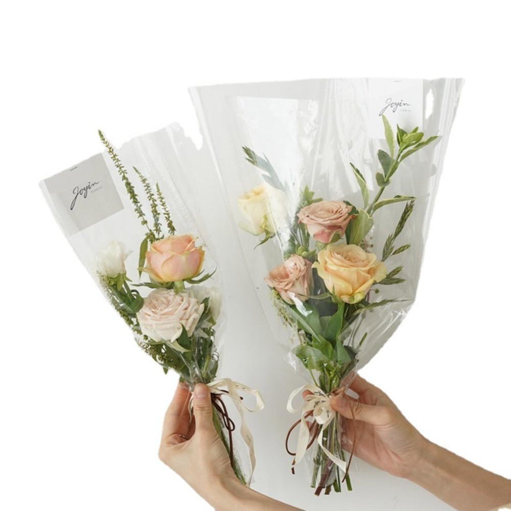 50Pcs Transparent Flower Wrapping Bag Waterproof Floral Wrappers  Wedding Party Decoration
