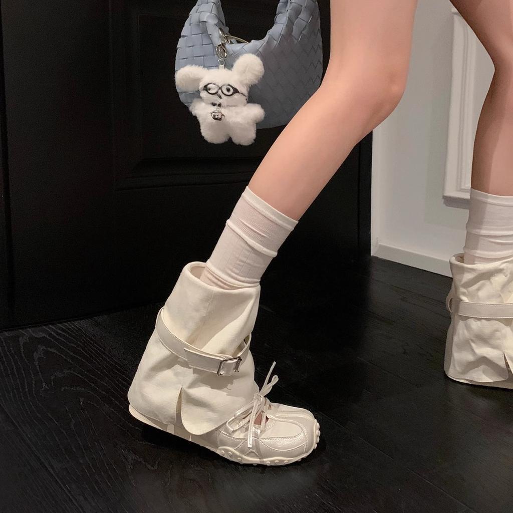 Romank~ 2025 Autumn New Cool Boots Platform Short Boots Long Boots Stacking Boots Women's Mary Jane Ballet Shoes