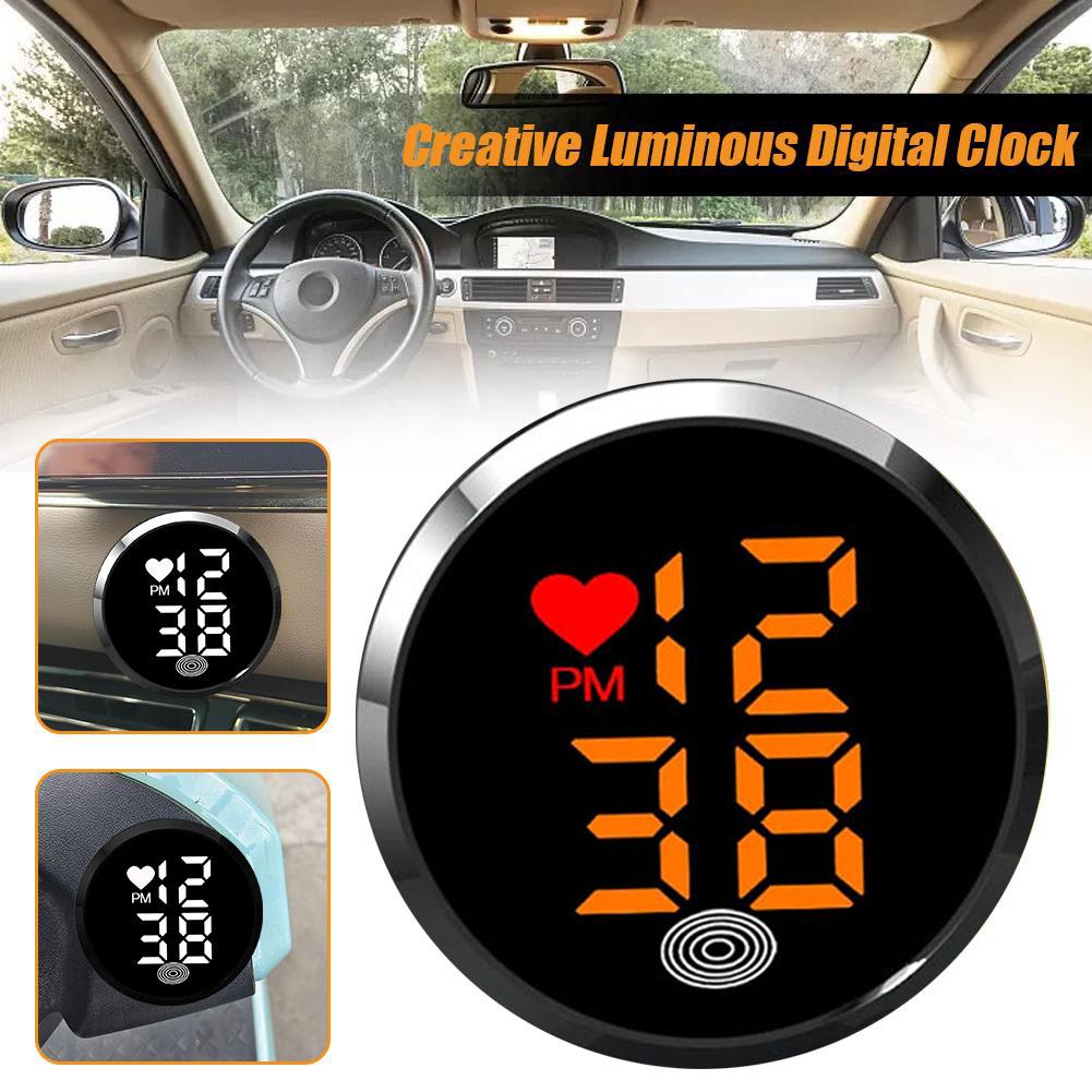 Car Electronic Clock Adhesive Digital Clock for Car Dashboard Air Vent, Small LED Time Display for Automotive Truck Bike A5D3