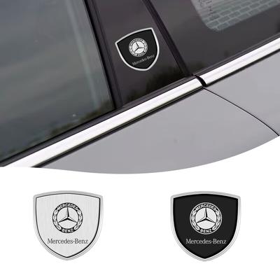 3D Metal Aluminum Car Side Fender Sticker Alloy Badge Auto Logo Rear Trunk Decals For Mercedes Benz W211 W203 W210 W124 AMG W202