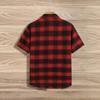 Men Summer Casual Lapel Lattice Shirt 100% Polyester Men Shrot Sleeve 3D Digital Print Shirt