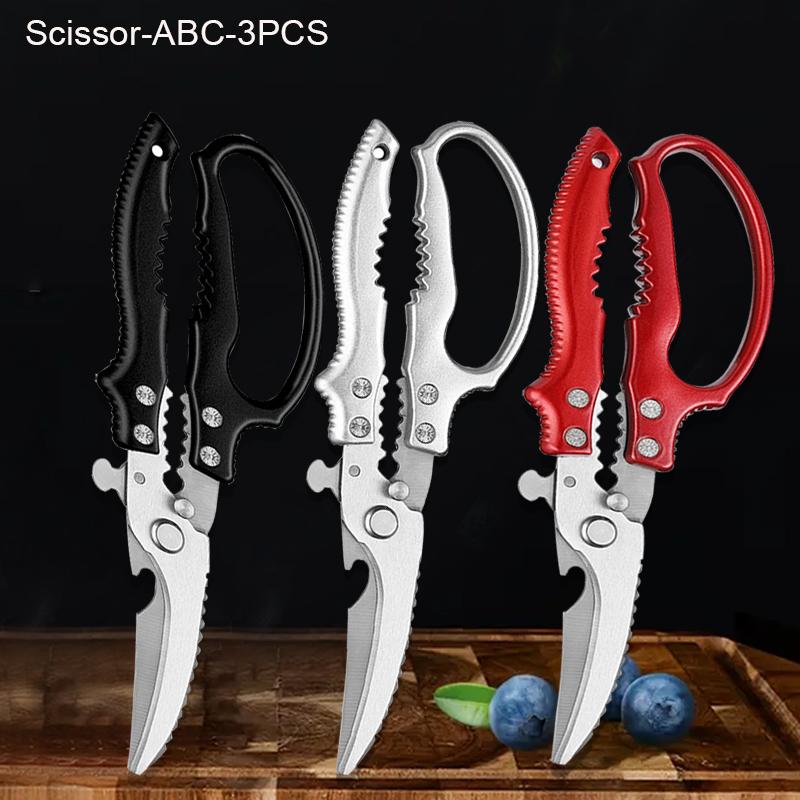 WXCOO Kitchen Scissors Chicken Bone Scissors Multi-Functional Meat Vegetable Fish Anti-Slip Handle Scissors Kitchen Specialised