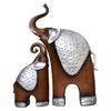 Thai Style Elephant Figurines Mother & Child Elephant Fengshui Resin Sculptures for Home Decor Ornament - Set of 2, Brown