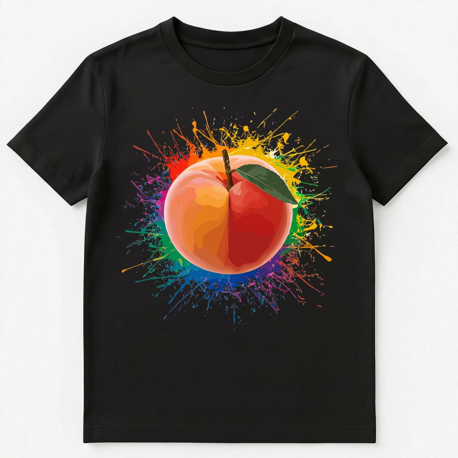 Colorful Paint Splash Apricot Art Graphic Unisex T-Shirt XL