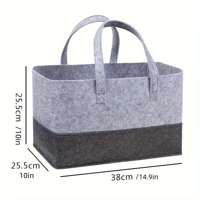 1pc Felt Handbag Large Capacity Shopping Bag, Foldable Tote Bag For Toy Book Sundries Storage With Handle