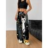 Women's Fashion Casual Wide-leg Pants, Trousers Drawstring Elastic Waist Spring and Autumn Outdoor Long Sweatpants