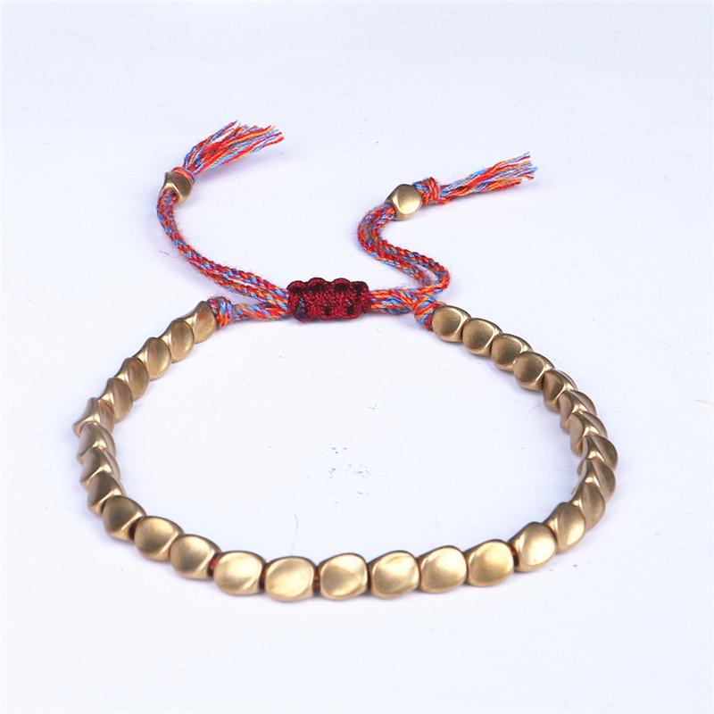 Handgemaakte Tibetaanse Koperen Kralen Armband Boeddhistisch Gevlochten Katoenen Gelukstouw Armband Geluk Succes Amulet Vrouwen Mannen Vintage