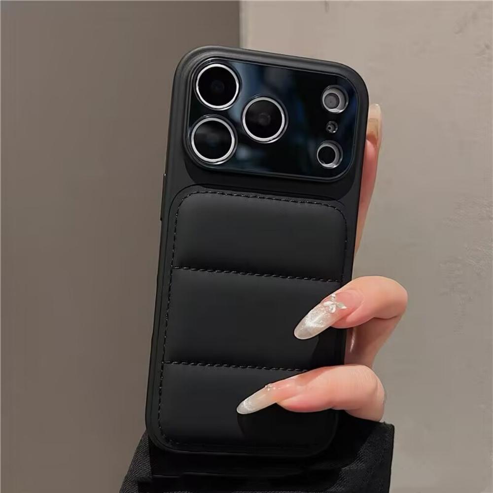 

Мгновенно Превратите 17 Пуховик Защита Линзы Чехол Для Телефона Для iPhone 17 Air 16 15 14 13 Pro Max Зимний Мягкий Пуховик Матовый Чехол iPhone 13 чёрный