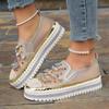New Student Casual Board Shoes One Pedal Four Seasons Color Rhinestone Muffin Thick-soled Loafer Flat-soled Single Shoes Women