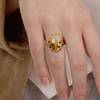 Elegant Zircon Ladybird Ring Stainless Steel Adjustable Size Finger Band Sparkling Jewelry For Women Girls