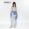 MO&Co. Women's High-Waist Straight Leg Cotton Pants