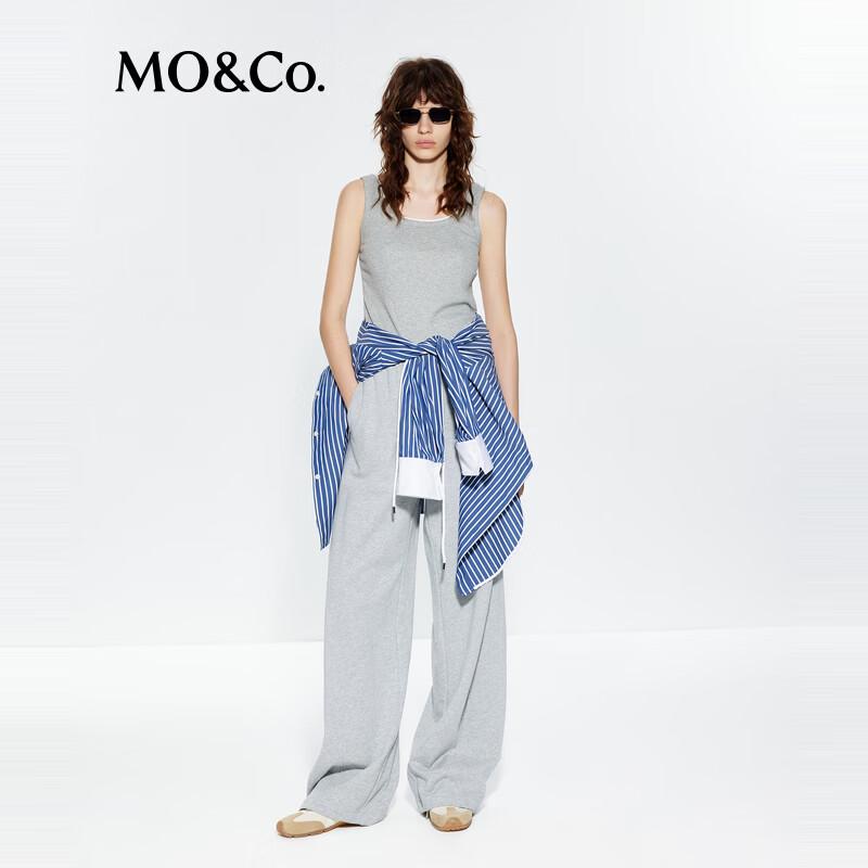 MO&Co. Women's High-Waist Straight Leg Cotton Pants