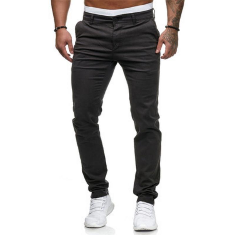 Men European Style Solid Color Loose Casual Long Trousers
