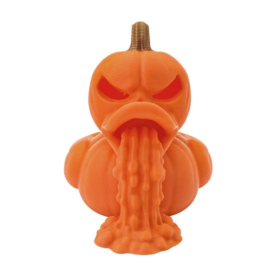 3D Printed Pumpkin Duck Figurine Spooky Collectible Duck Vomiting Statue Halloween Party Decoration for Living Room Office Desk Decor