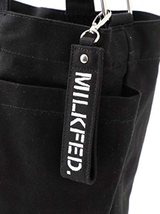 Milkfed BAR AND UNDER LOGO BIG CANVAS BAG 103201053013 Black