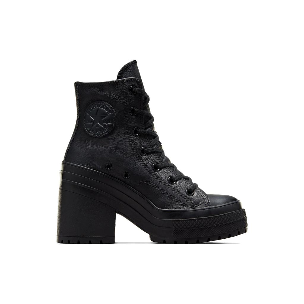 Converse  Chuck 70 De Luxe Heel Leather High Black Women Sneakers White A06145C