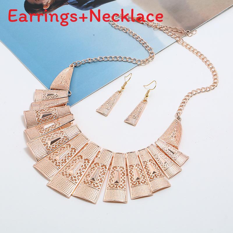 Vintage Artistic Alloy Necklace And Earring Set Casual Wear Accessories Clothing