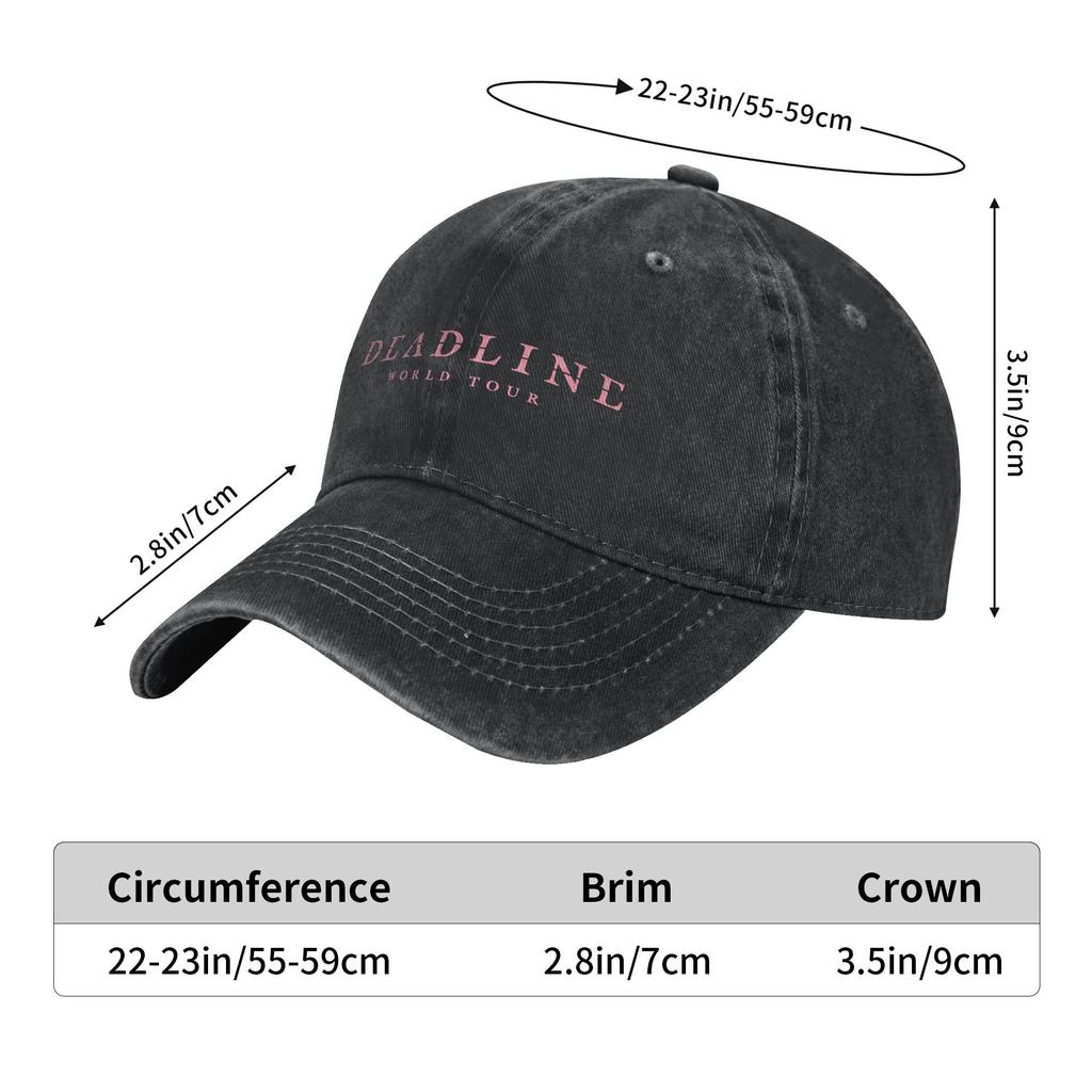 Deadline World Tour 2025 Baseballkappen Vintage verwaschener Denim BLINKs Kpop Kopfbedeckung für Herren Damen Sommer verstellbare Kappen Mütze