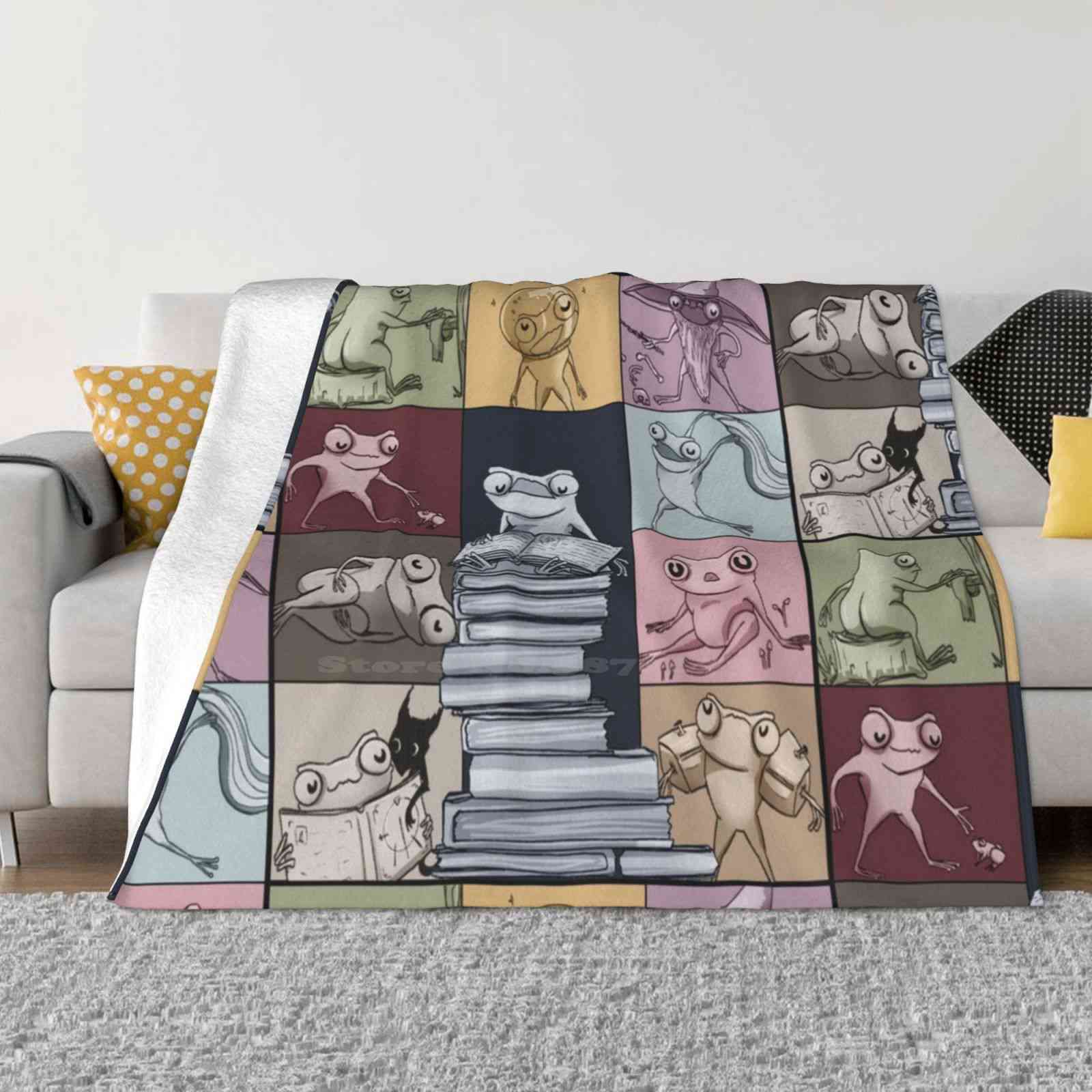 Slippy : Frog Era Pattern Latest Super Soft Warm Light Thin Blanket Frog Cute Silly 30x40in