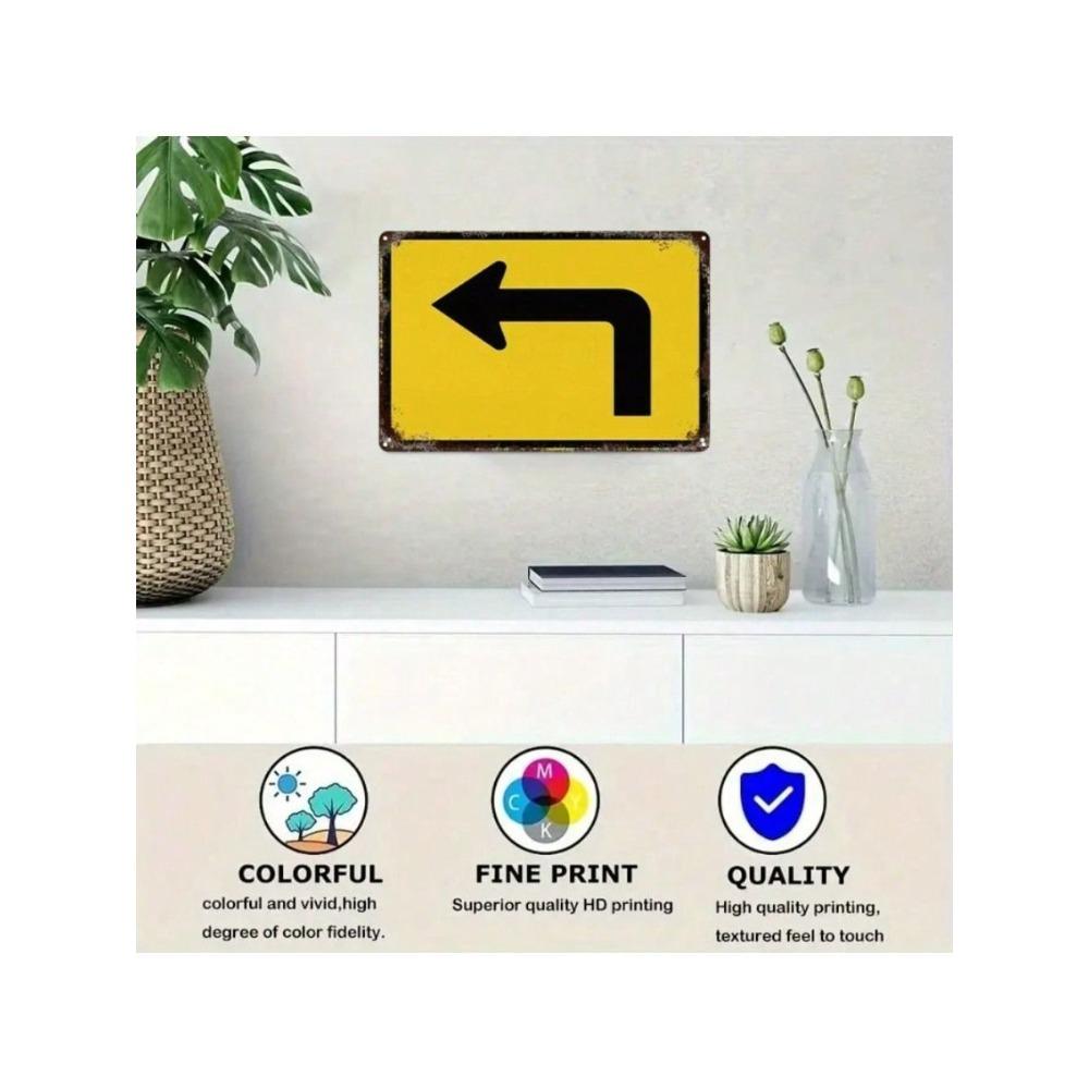 Vintage Metal Wall Art Retro Yellow Arrow Sign Decor for Home Bar