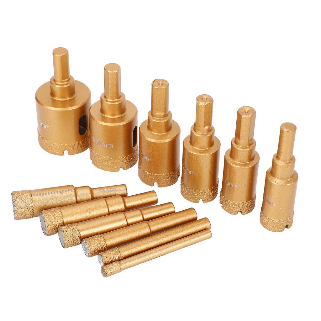 12Pcs M10 Diamond Drill Bit Set 6 8 10 12 14 16 18 20 22 25 30 35MM 40 Grit Dry Wet Diamond Hole
