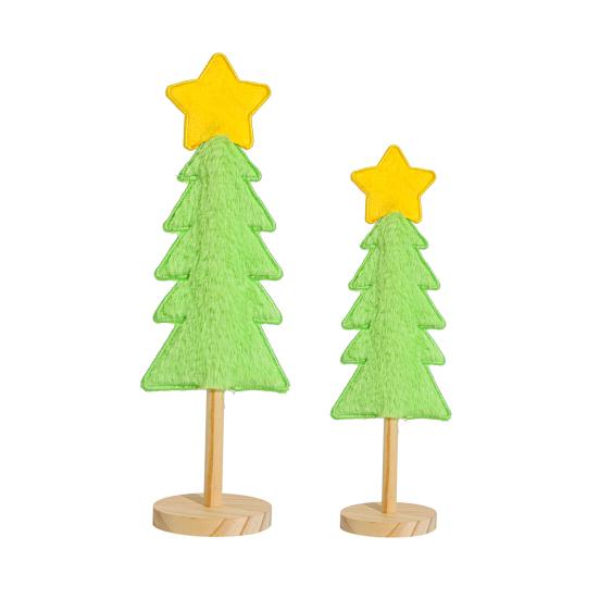 Small Tabletop Christmas Tree Ornament with Wooden Base Mini Artificial Christmas Tree Holiday Home Decoration