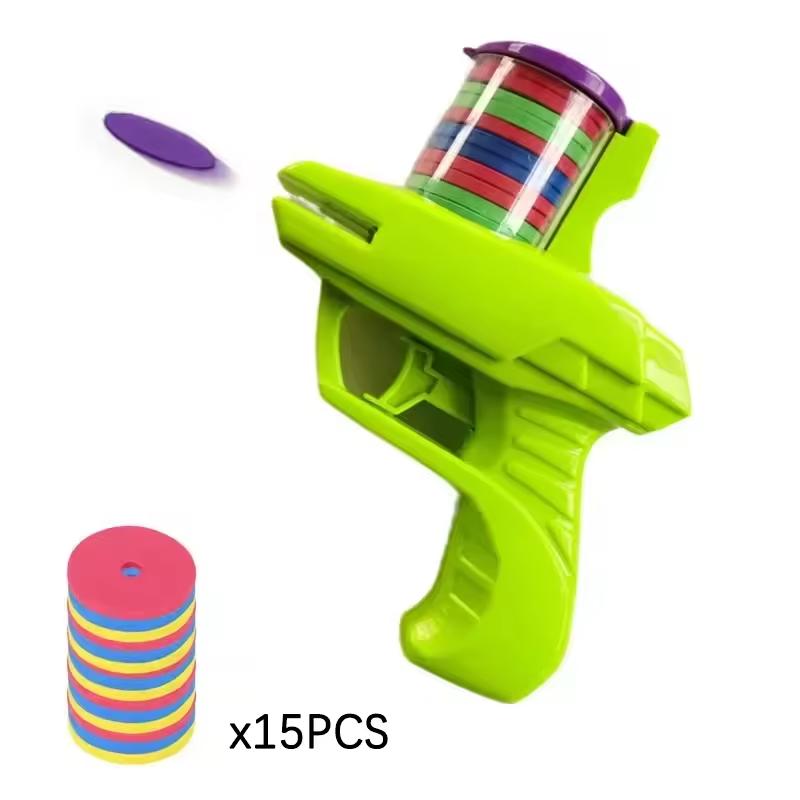 Radish Gun Flying Disc Launcher Toy Soft Bullets EVA Battle Foam Disc Blaster Interactive Outdoor Shooting Game For Kids Gift зелёный