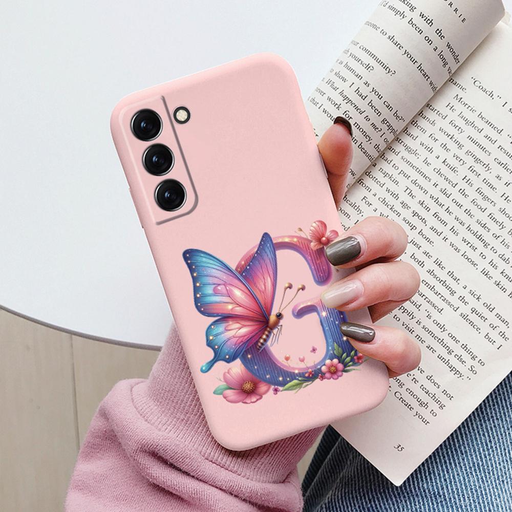 Phone Case Women For Samsung Galaxy S21 FE S22 Plus Girls Bumper Cover Colorful Letter Flower Butterfly Love samsang s22 Ultra