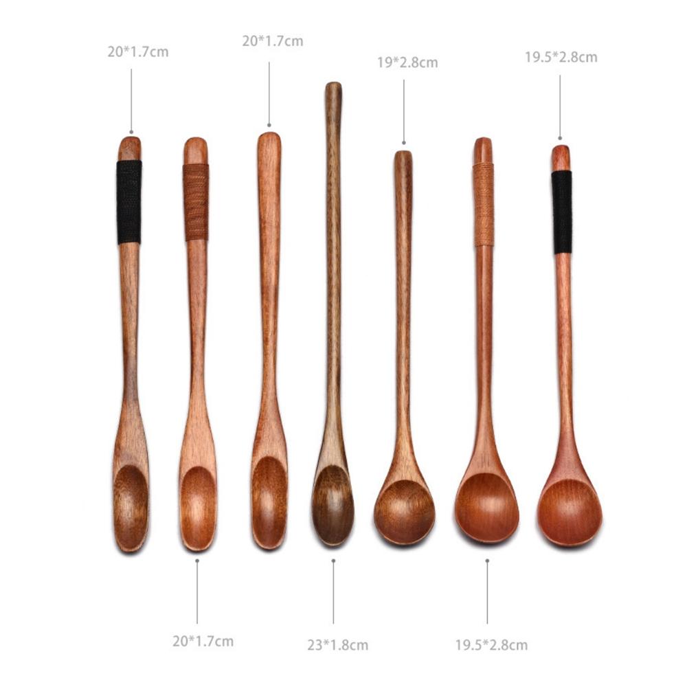 

Creative Long Handle Coffee Spoon Solid Wood Tableware Stir Stick Milk Tea Milk Honey Wooden Spoon Coffee Spoons Cooking Tools